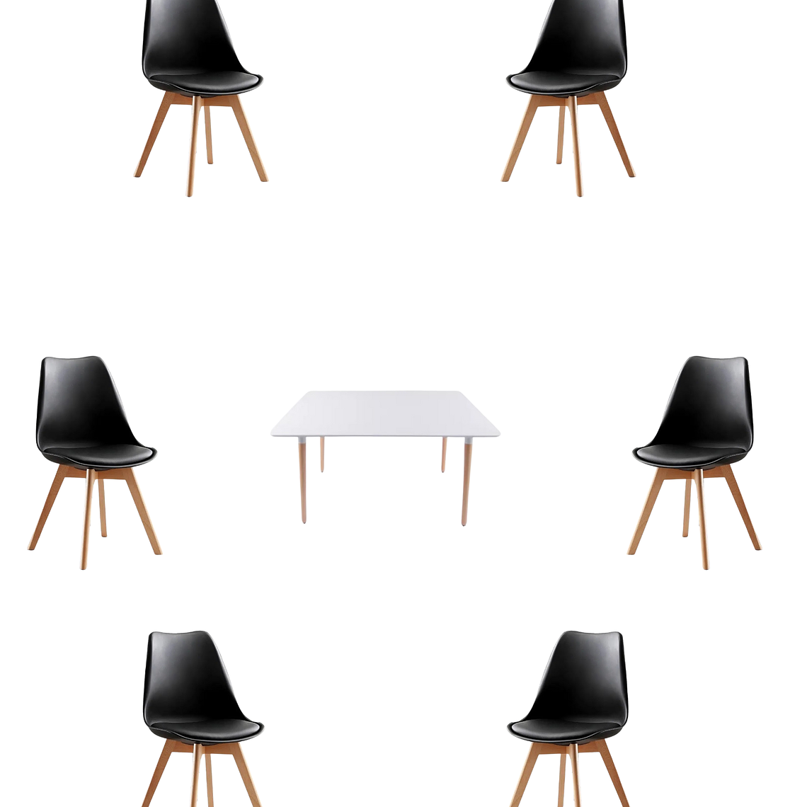 Comedor Mesa Rectangular Melamina 120x80 cm + Sillas Tulip 13