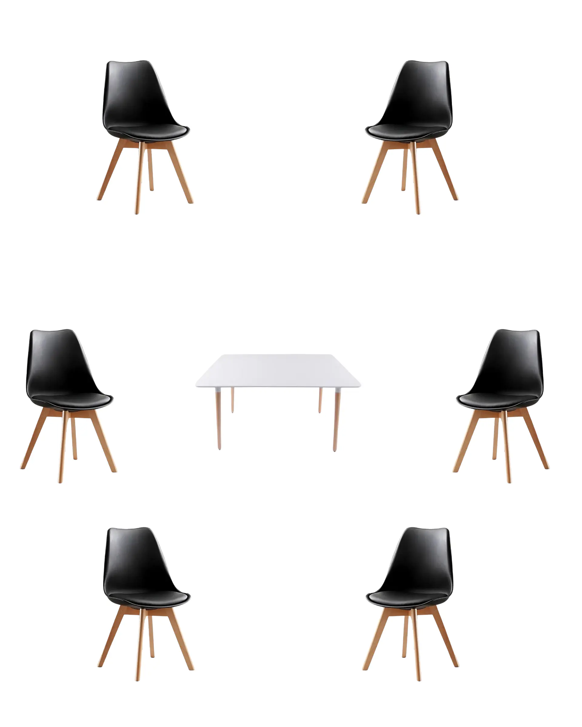 Comedor Rectangular Melamina con Sillas Tulip 13