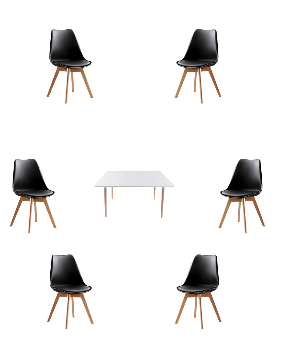 Comedor Rectangular Melamina con Sillas Tulip 13