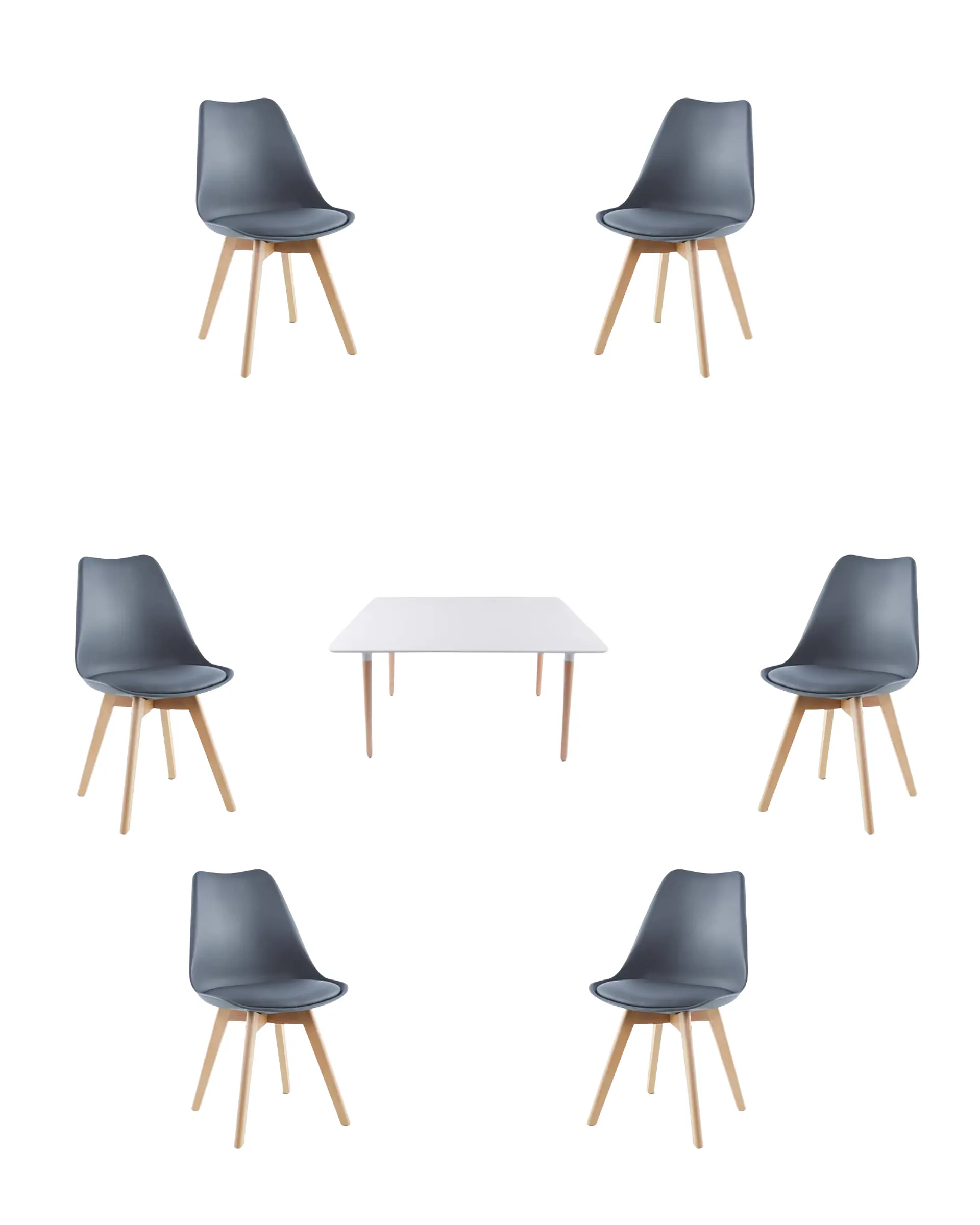 Comedor Rectangular Melamina con Sillas Tulip 14