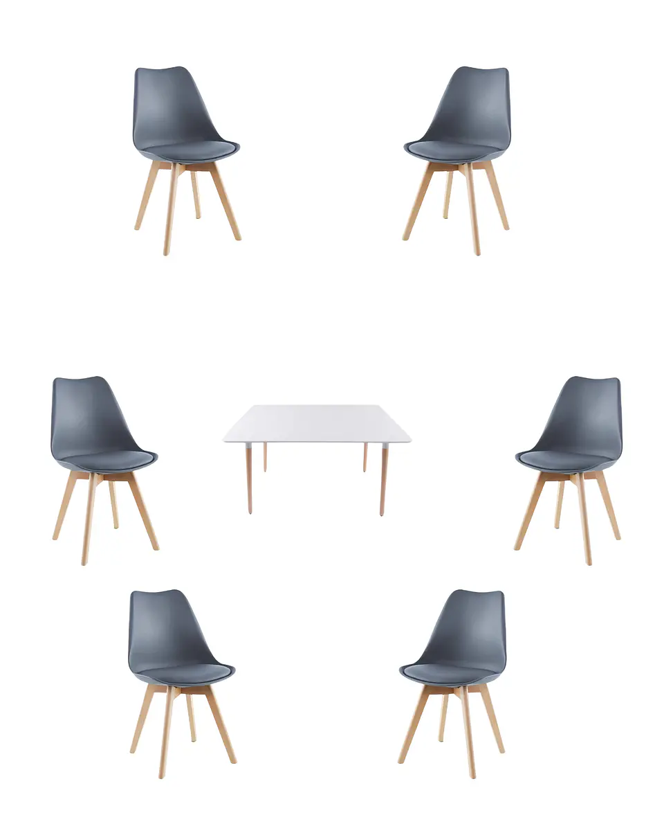 Comedor Rectangular Melamina con Sillas Tulip 14