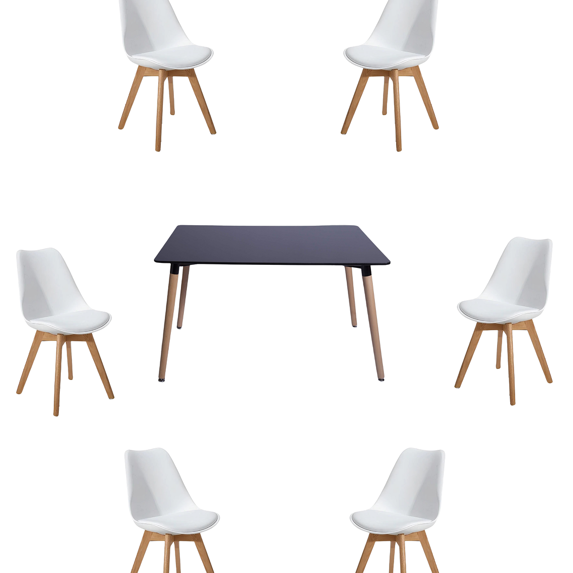 Comedor Mesa Rectangular Melamina 120x80 cm + Sillas Tulip 15