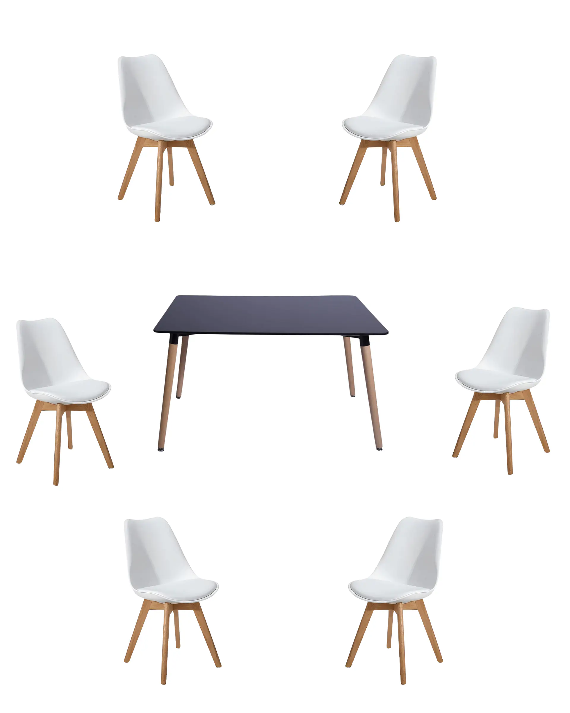 Comedor Rectangular Melamina con Sillas Tulip 15