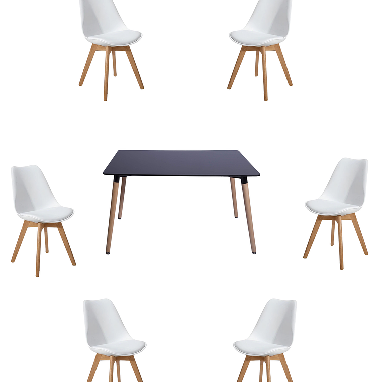 Comedor Mesa Rectangular Melamina 120x80 cm + Sillas Tulip 15