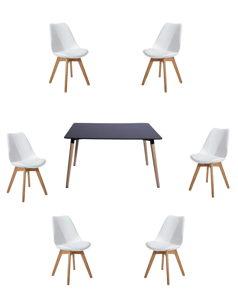 Comedor Rectangular Melamina con Sillas Tulip 15
