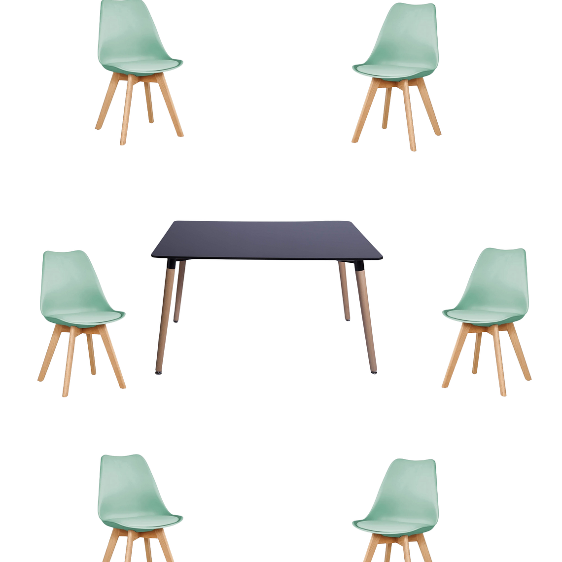 Comedor Mesa Rectangular Melamina 120x80 cm + Sillas Tulip 16