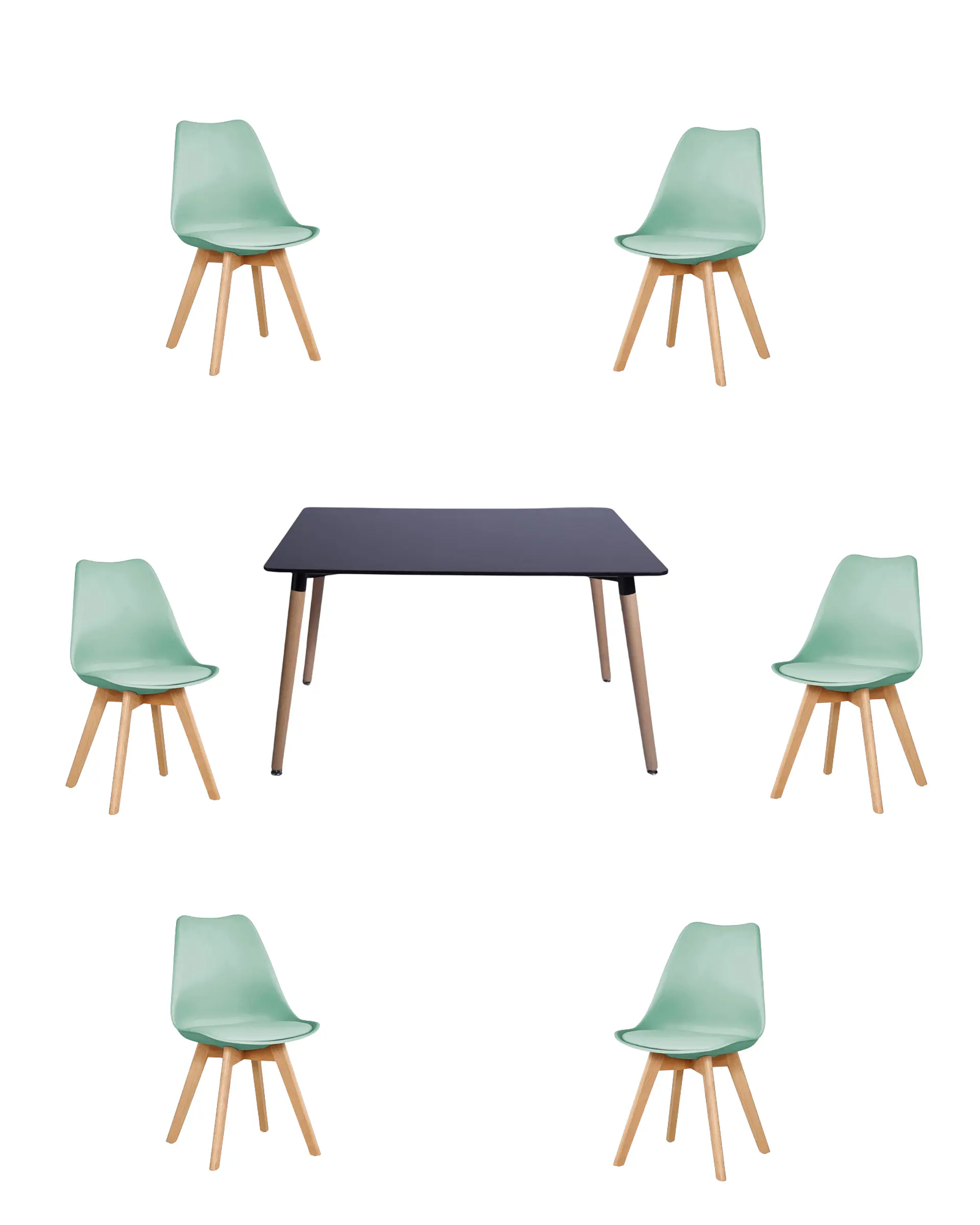 Comedor Rectangular Melamina con Sillas Tulip 16