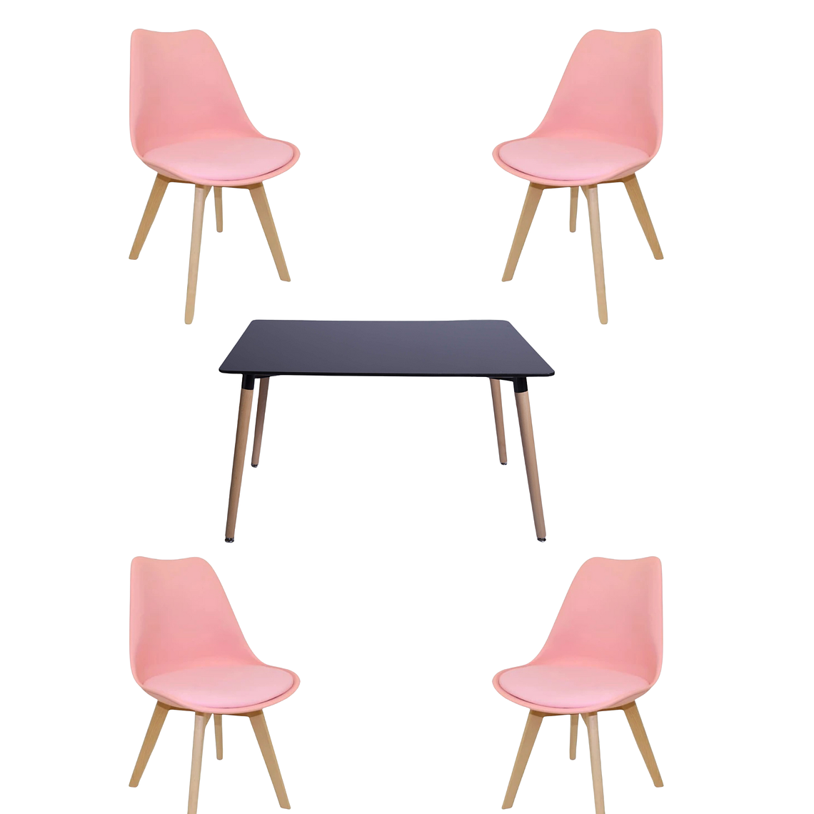 Comedor Mesa Rectangular Melamina 120x80 cm + Sillas Tulip 17