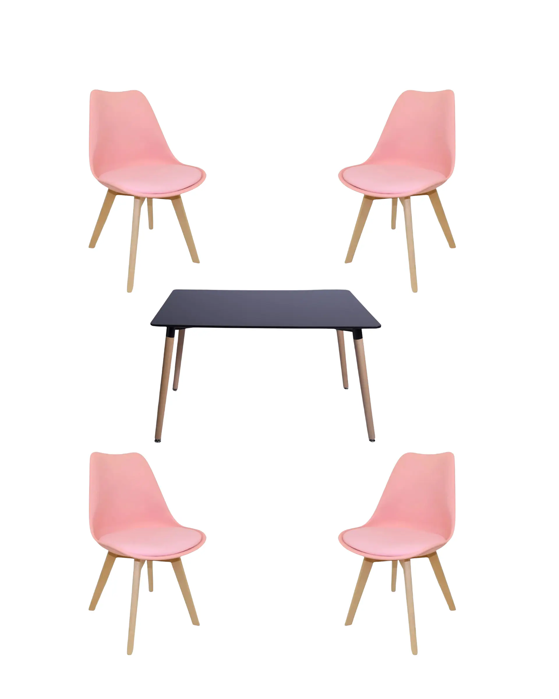Comedor Rectangular Melamina con Sillas Tulip 17