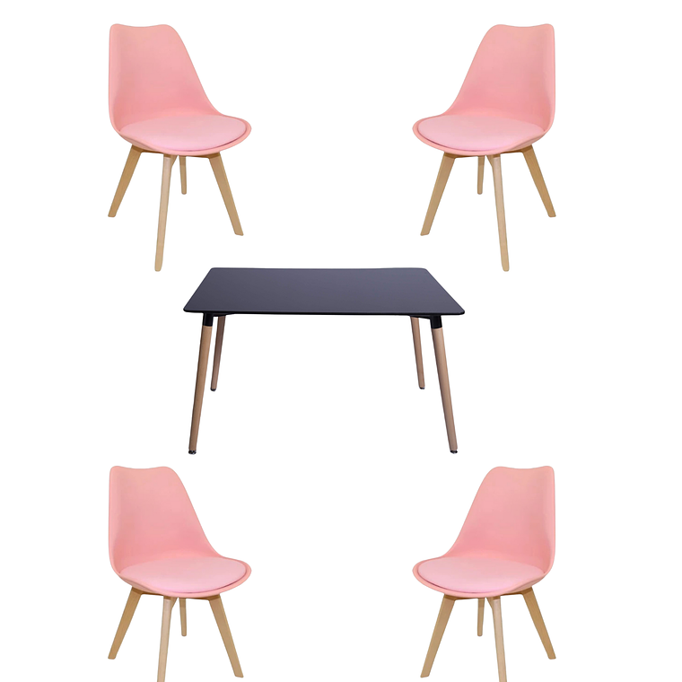 Comedor Mesa Rectangular Melamina 120x80 cm + Sillas Tulip 17