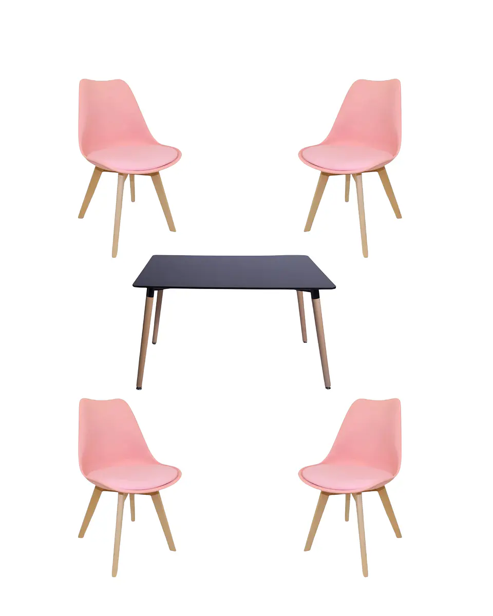 Comedor Rectangular Melamina con Sillas Tulip 17