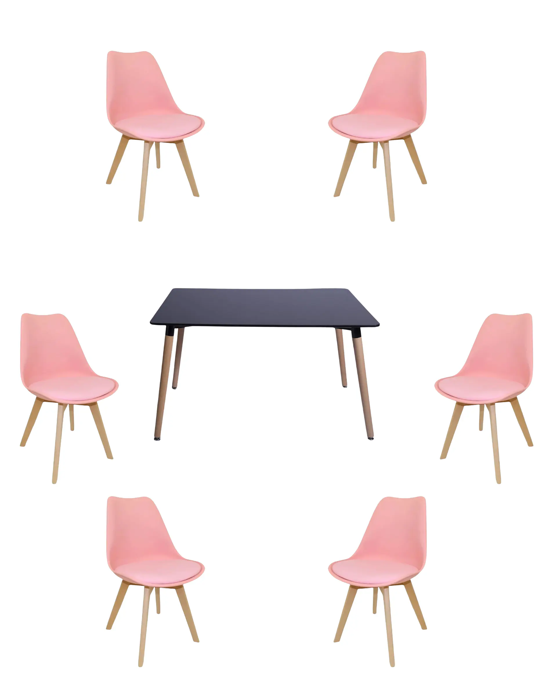 Comedor Rectangular Melamina con Sillas Tulip 18
