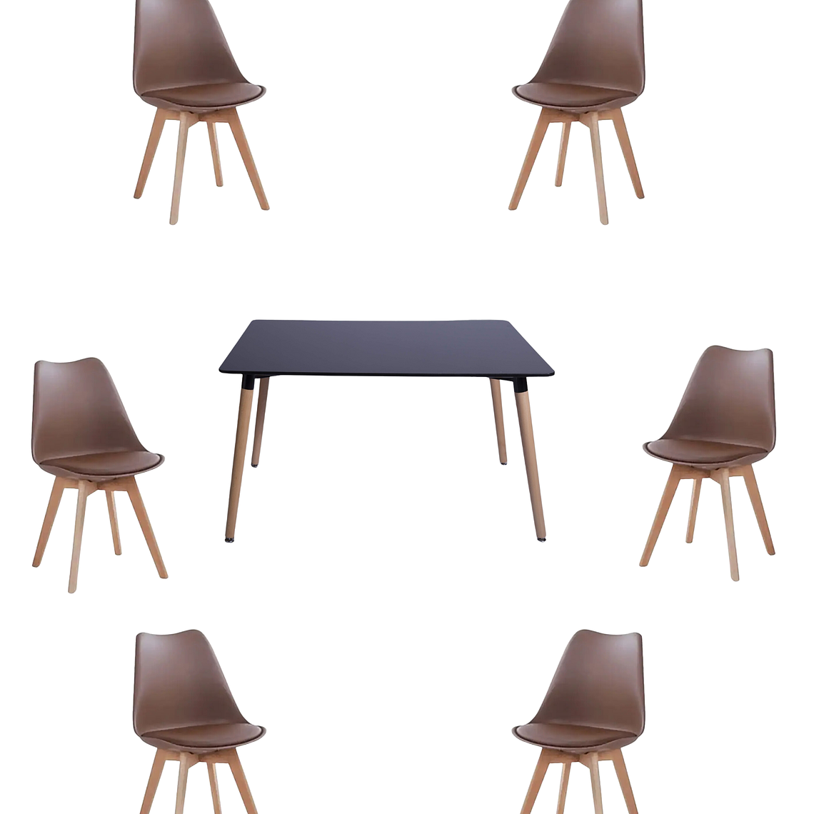 Comedor Mesa Rectangular Melamina 120x80 cm + Sillas Tulip 19