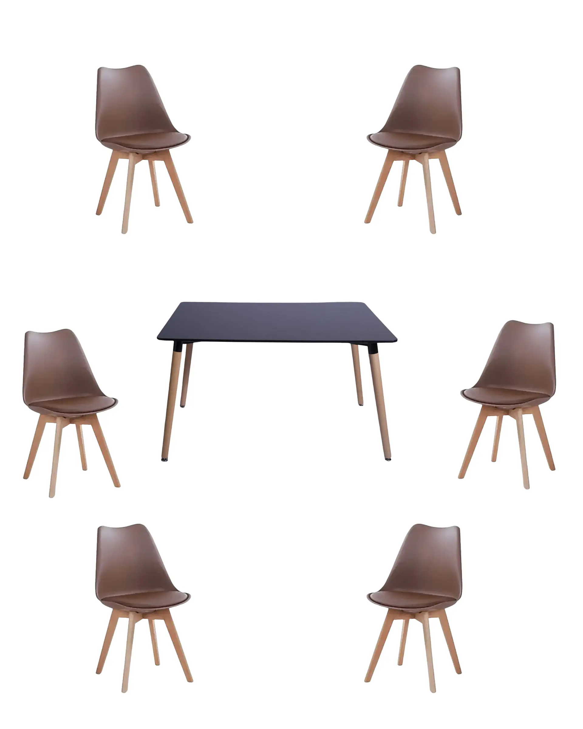Comedor Rectangular Melamina con Sillas Tulip 19
