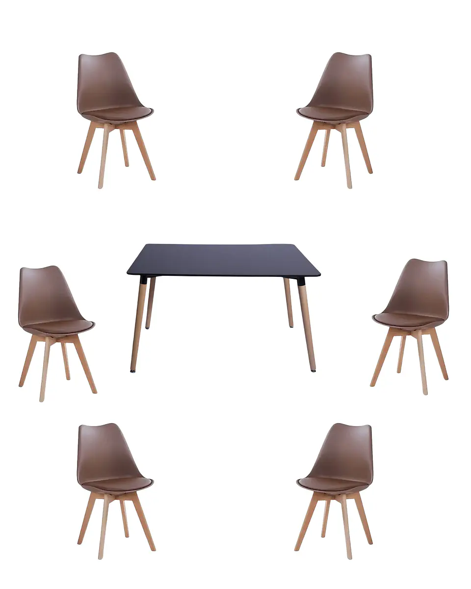 Comedor Rectangular Melamina con Sillas Tulip 19