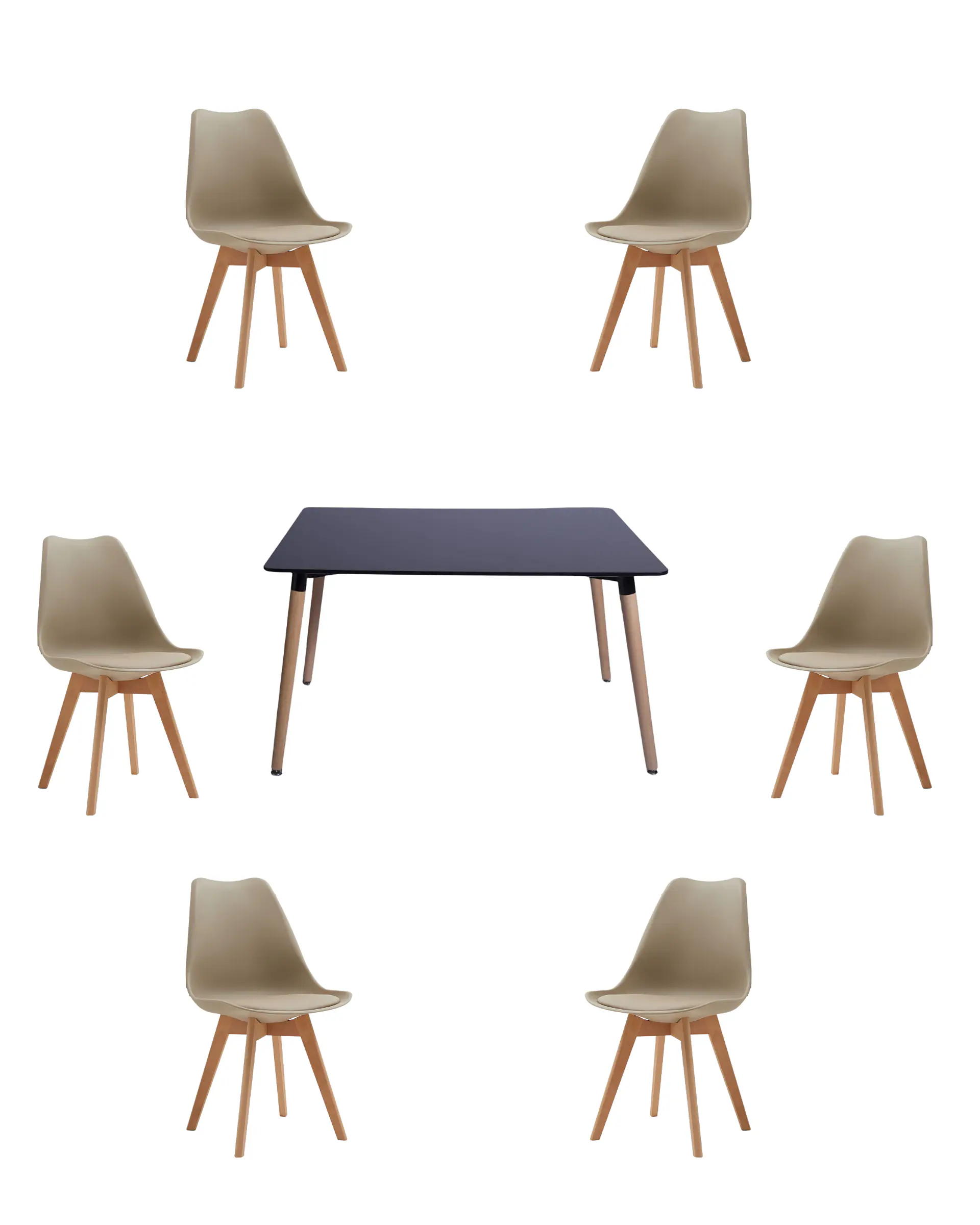 Comedor Rectangular Melamina con Sillas Tulip 20