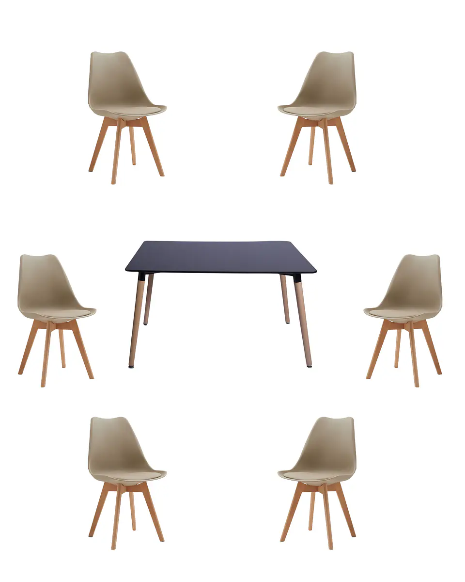 Comedor Rectangular Melamina con Sillas Tulip 20