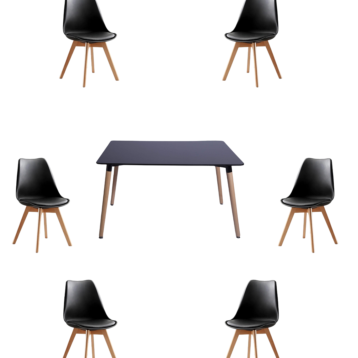 Comedor Mesa Rectangular Melamina 120x80 cm + Sillas Tulip 21