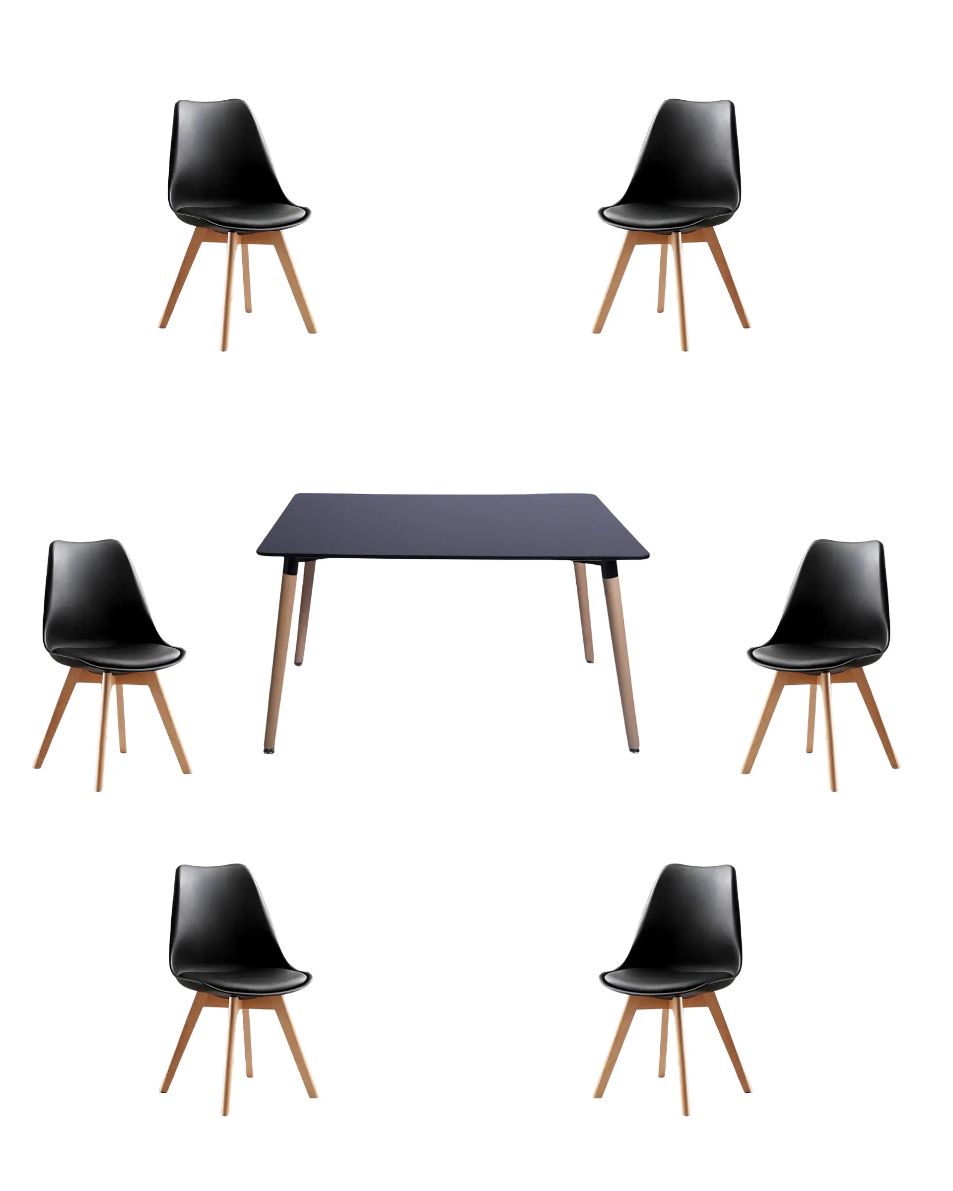 Comedor Rectangular Melamina con Sillas Tulip 21