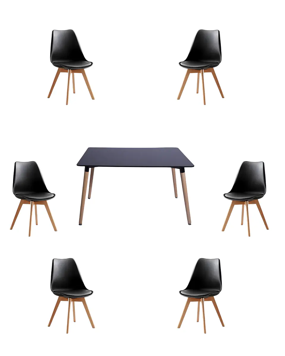 Comedor Rectangular Melamina con Sillas Tulip 21