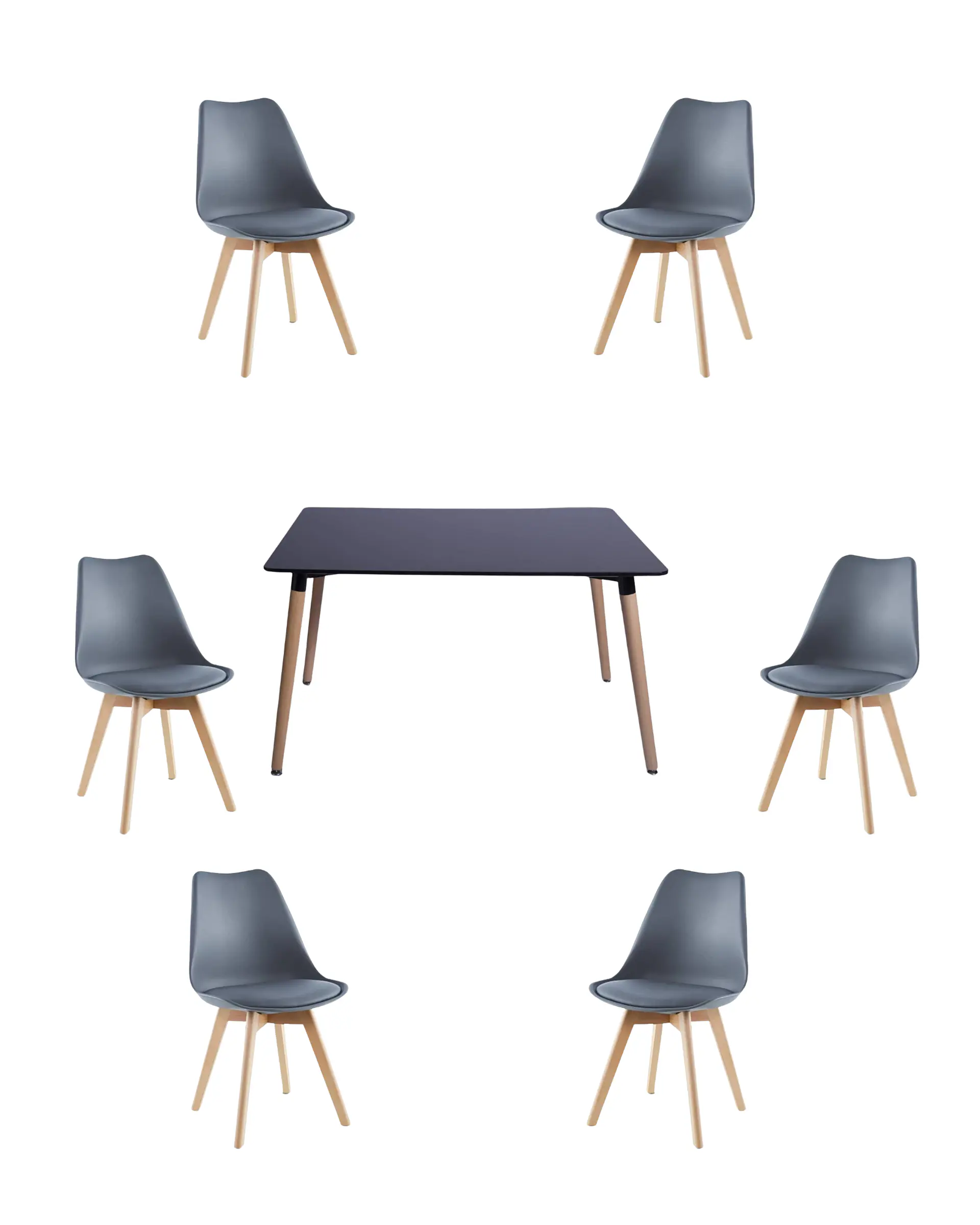 Comedor Rectangular Melamina con Sillas Tulip 22