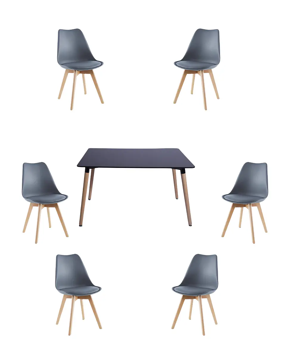 Comedor Rectangular Melamina con Sillas Tulip 22