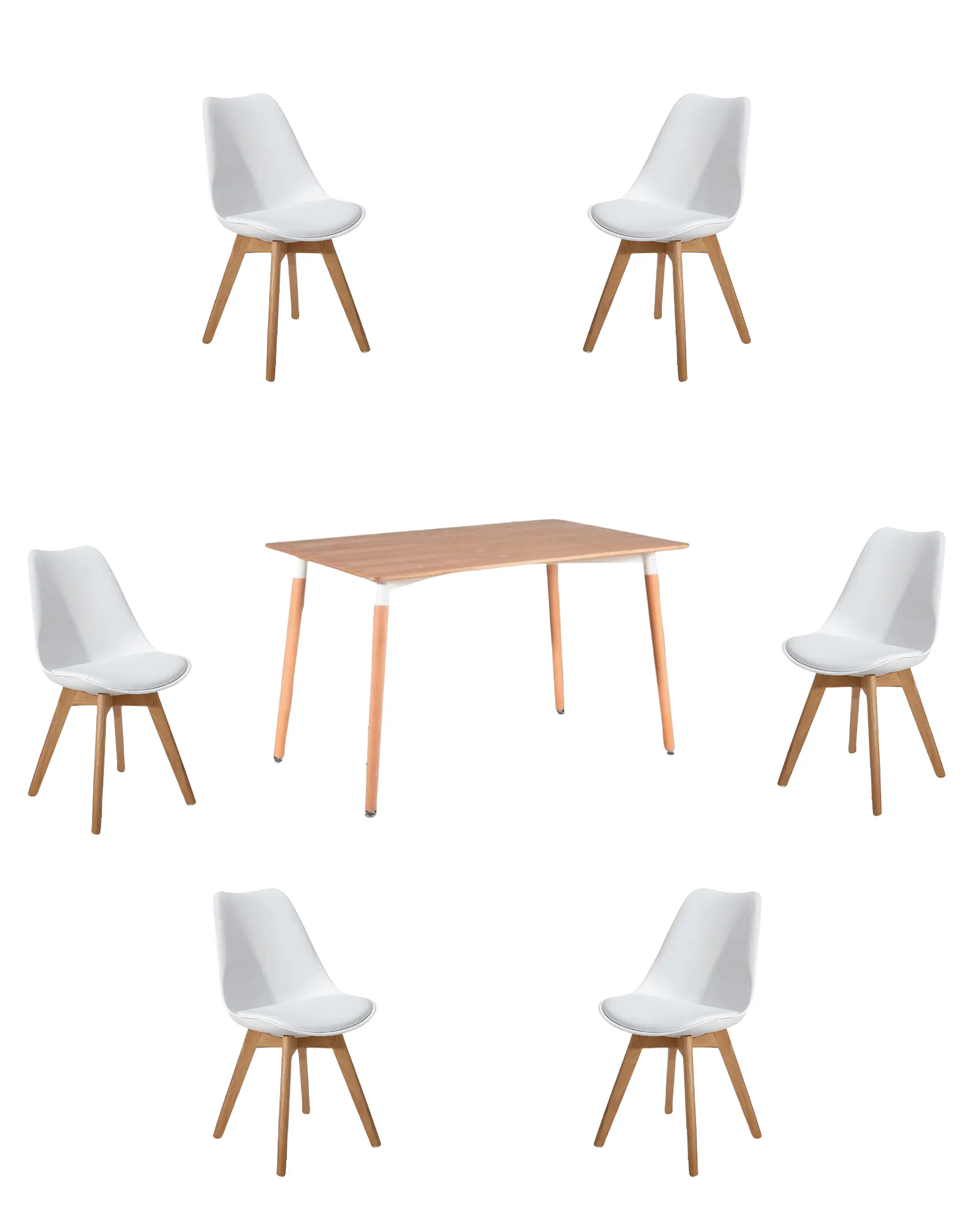 Comedor Rectangular Melamina con Sillas Tulip 23