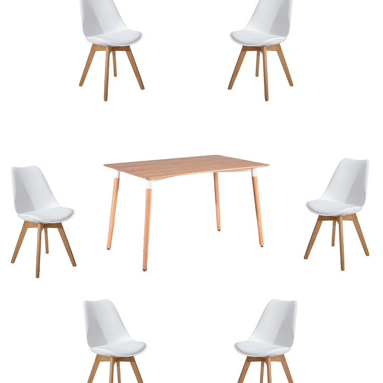 Comedor Mesa Rectangular Melamina 120x80 cm + Sillas Tulip 23