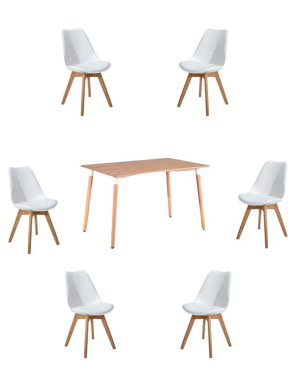 Comedor Rectangular Melamina con Sillas Tulip 23