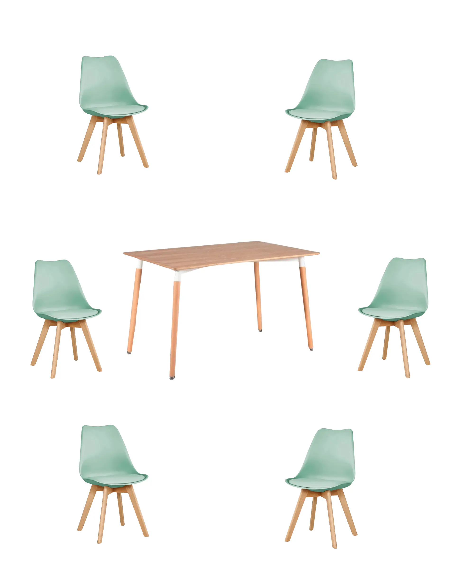 Comedor Rectangular Melamina con Sillas Tulip 24