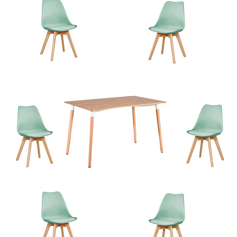 Comedor Mesa Rectangular Melamina 120x80 cm + Sillas Tulip 24