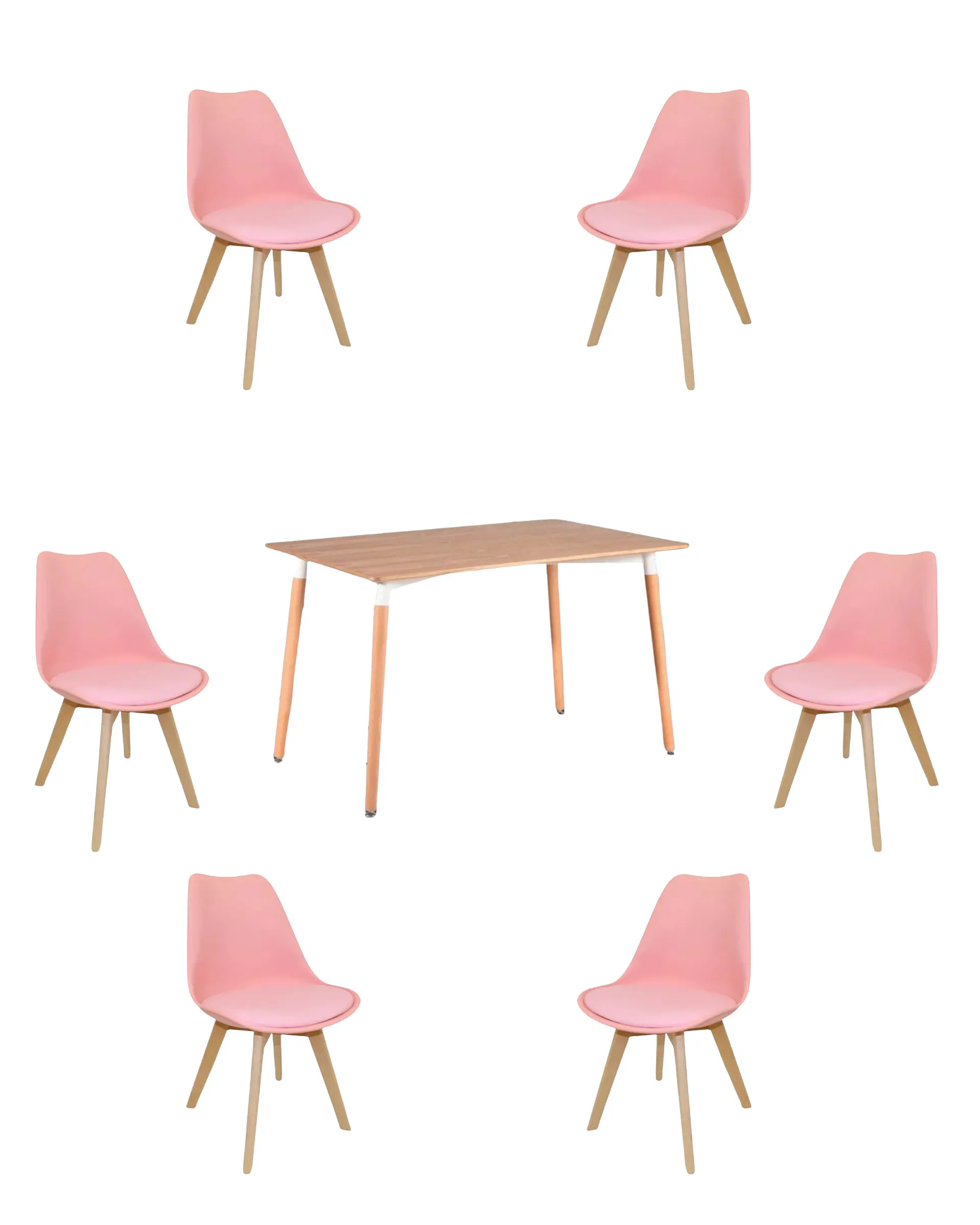 Comedor Rectangular Melamina con Sillas Tulip 25
