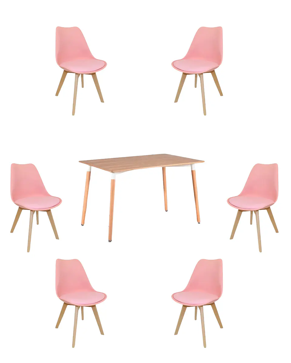 Comedor Rectangular Melamina con Sillas Tulip 25