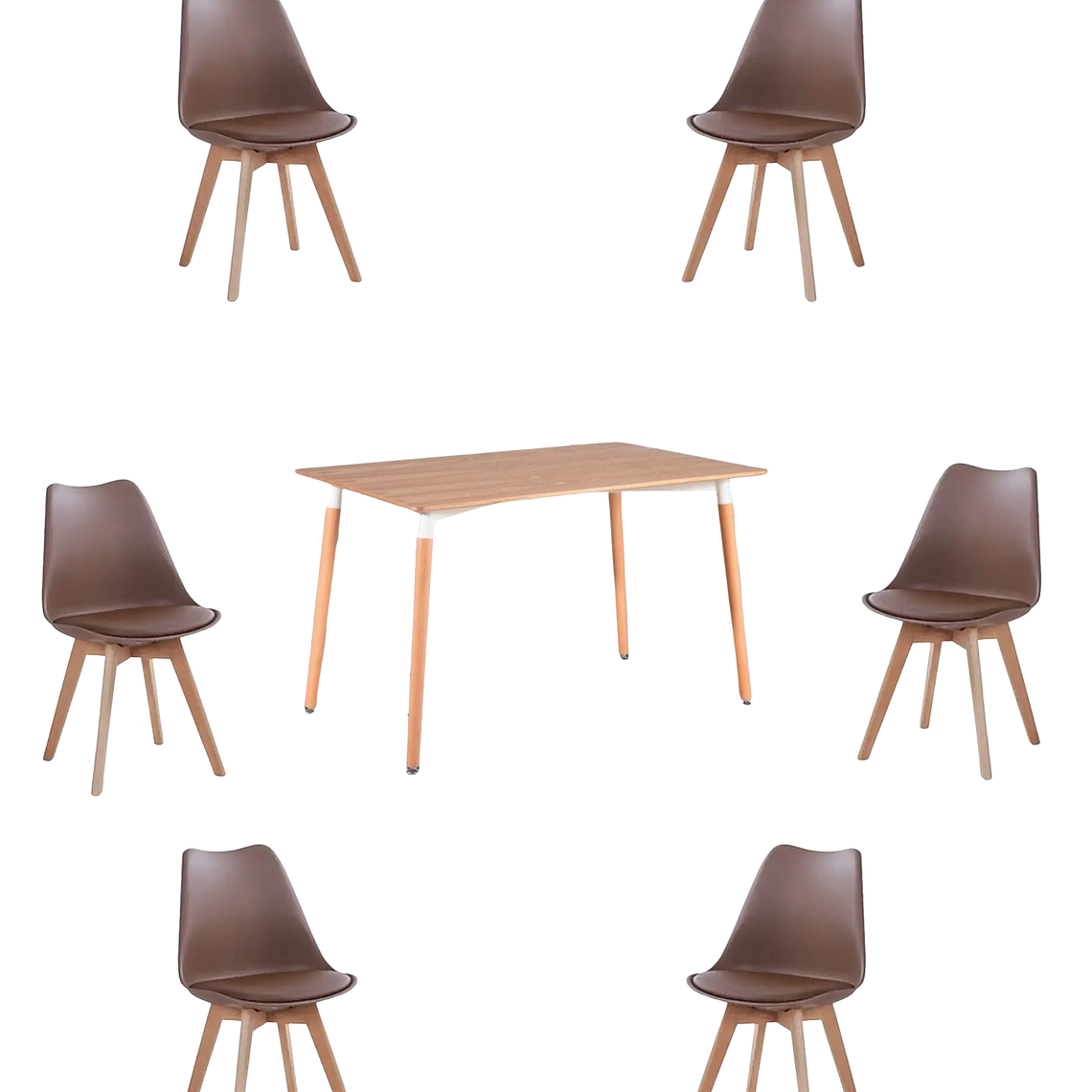 Comedor Mesa Rectangular Melamina 120x80 cm + Sillas Tulip 26