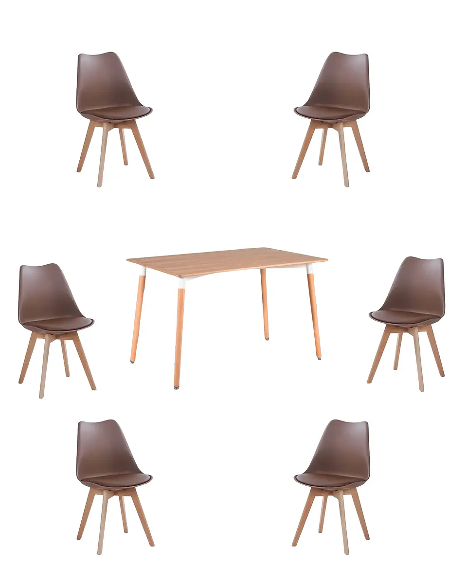 Comedor Rectangular Melamina con Sillas Tulip 26