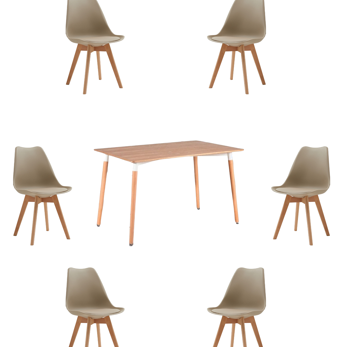 Comedor Mesa Rectangular Melamina 120x80 cm + Sillas Tulip 27