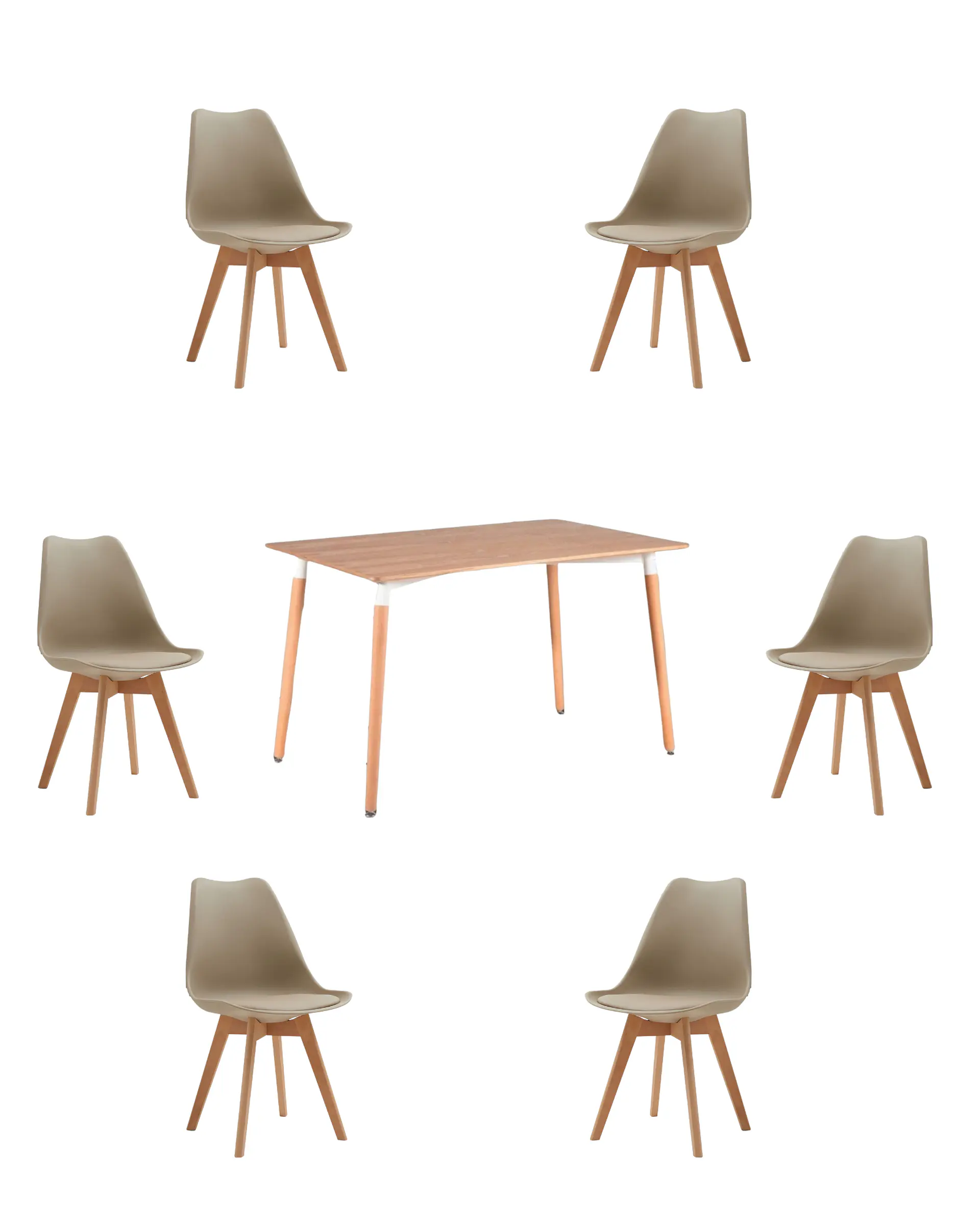Comedor Rectangular Melamina con Sillas Tulip 27
