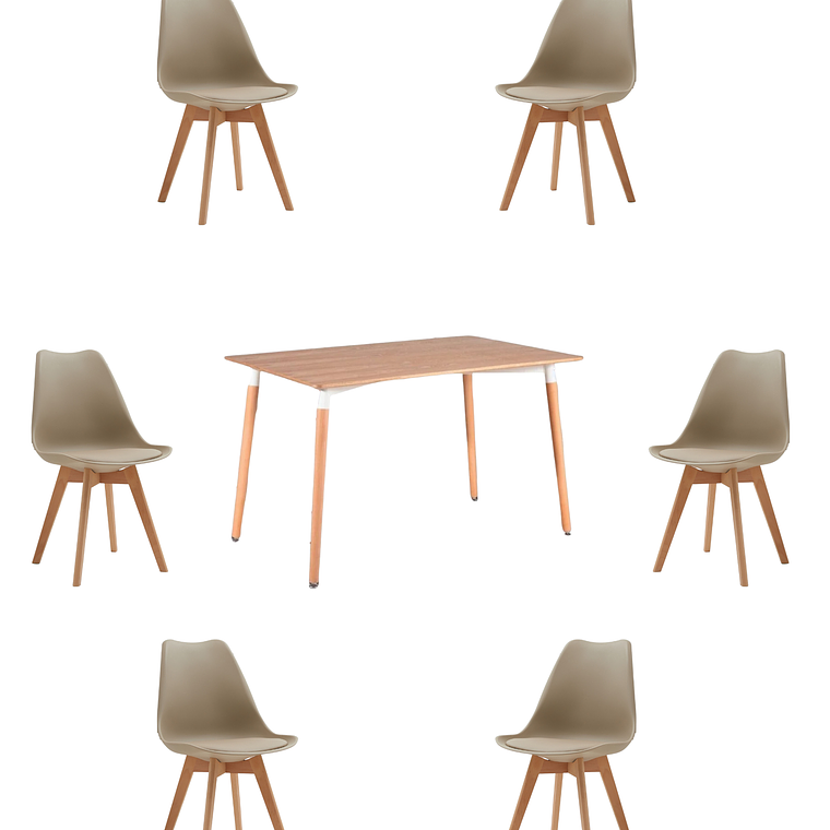 Comedor Mesa Rectangular Melamina 120x80 cm + Sillas Tulip 27