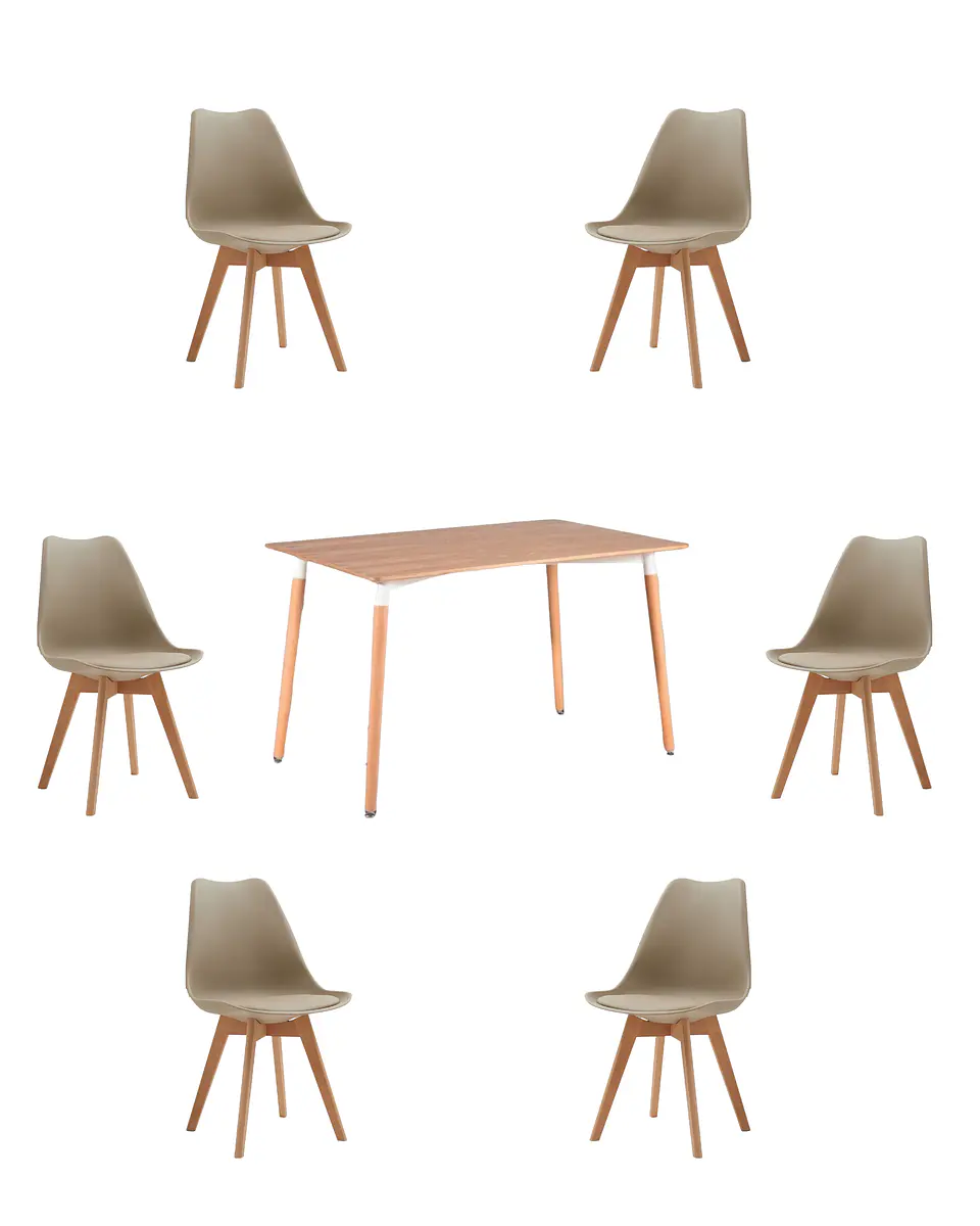 Comedor Rectangular Melamina con Sillas Tulip 27