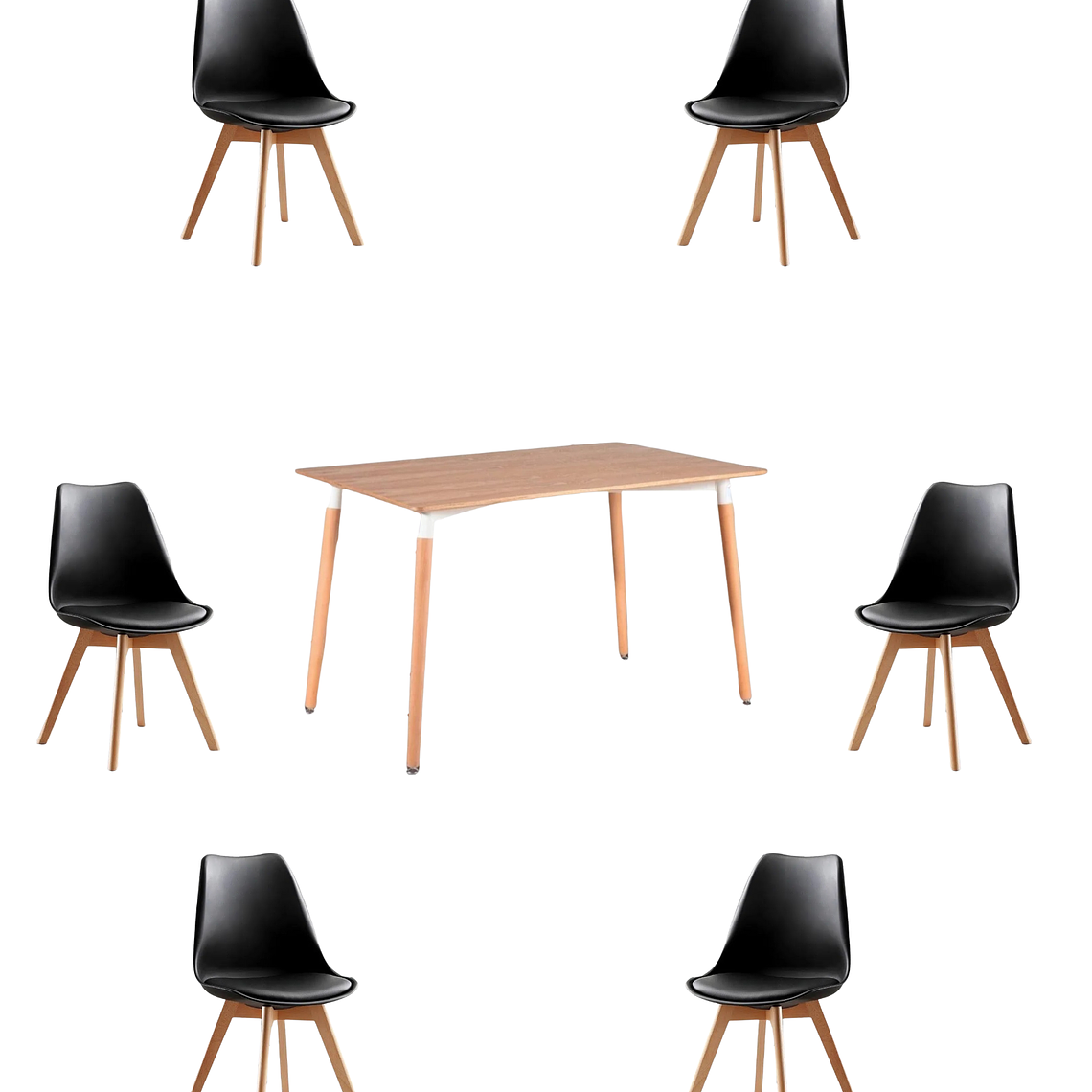 Comedor Mesa Rectangular Melamina 120x80 cm + Sillas Tulip 28