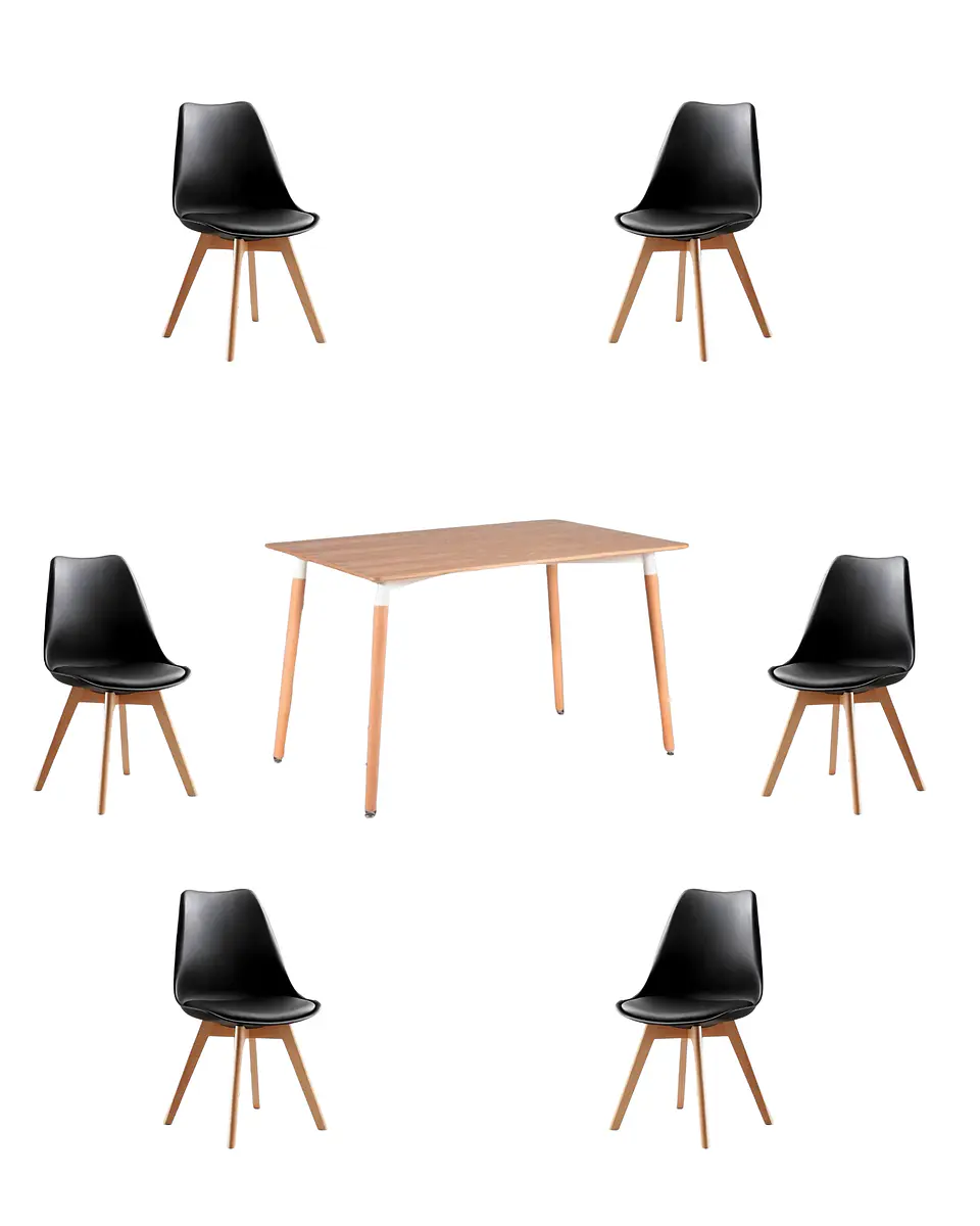 Comedor Rectangular Melamina con Sillas Tulip 28