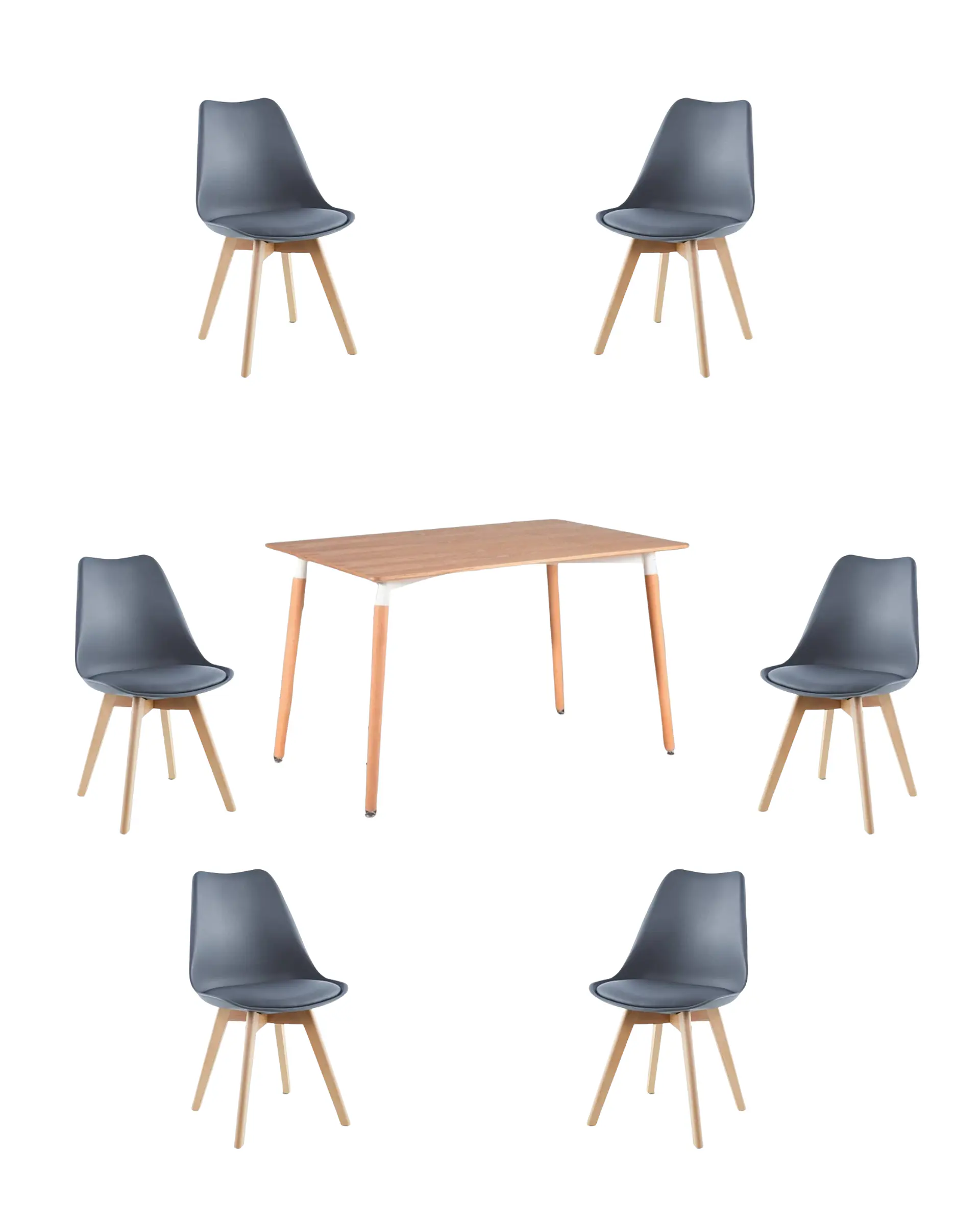 Comedor Rectangular Melamina con Sillas Tulip 29