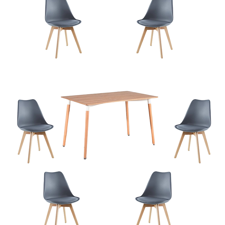 Comedor Mesa Rectangular Melamina 120x80 cm + Sillas Tulip 29