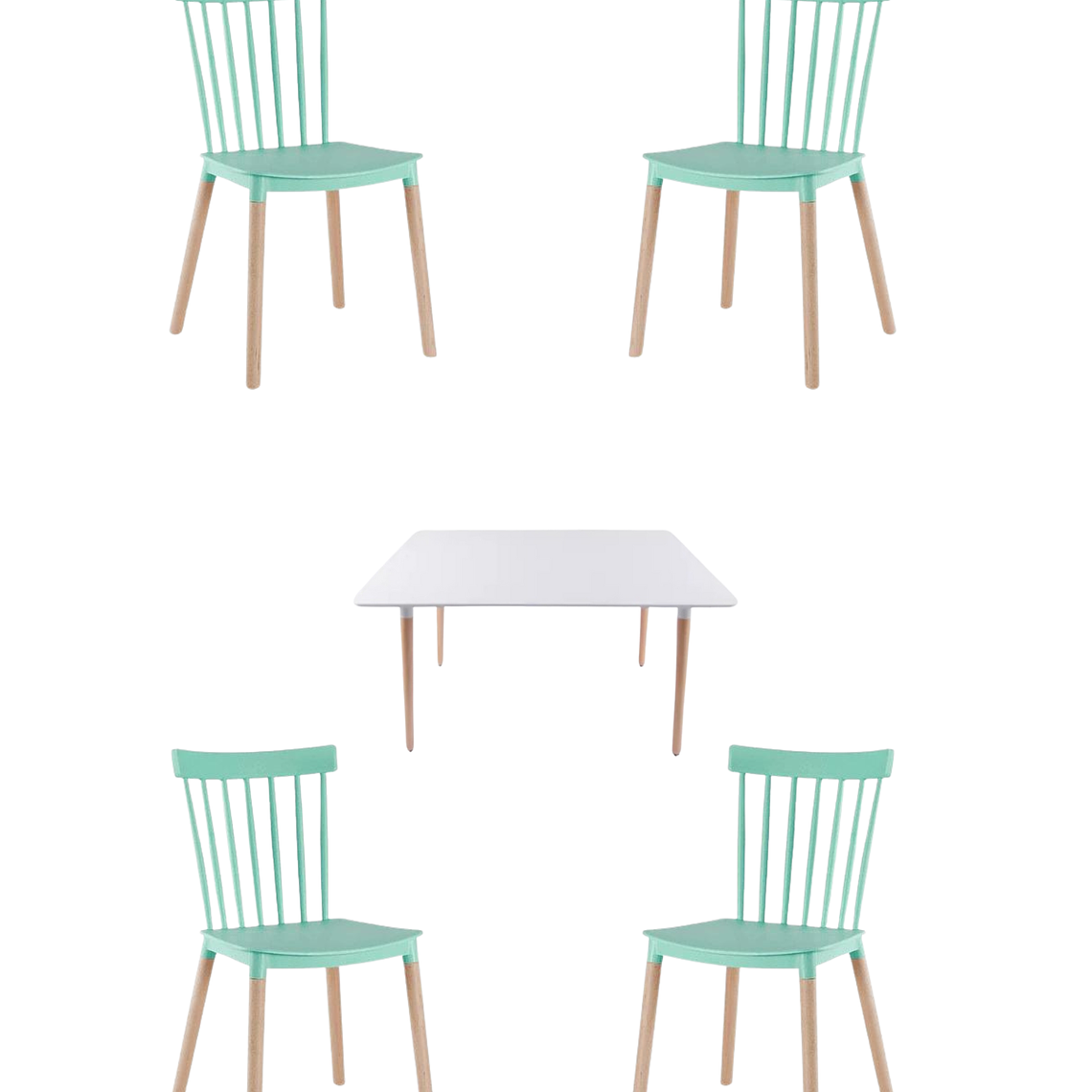 Comedor Mesa Rectangular Melamina 120x80 cm + Silla Windsor 3