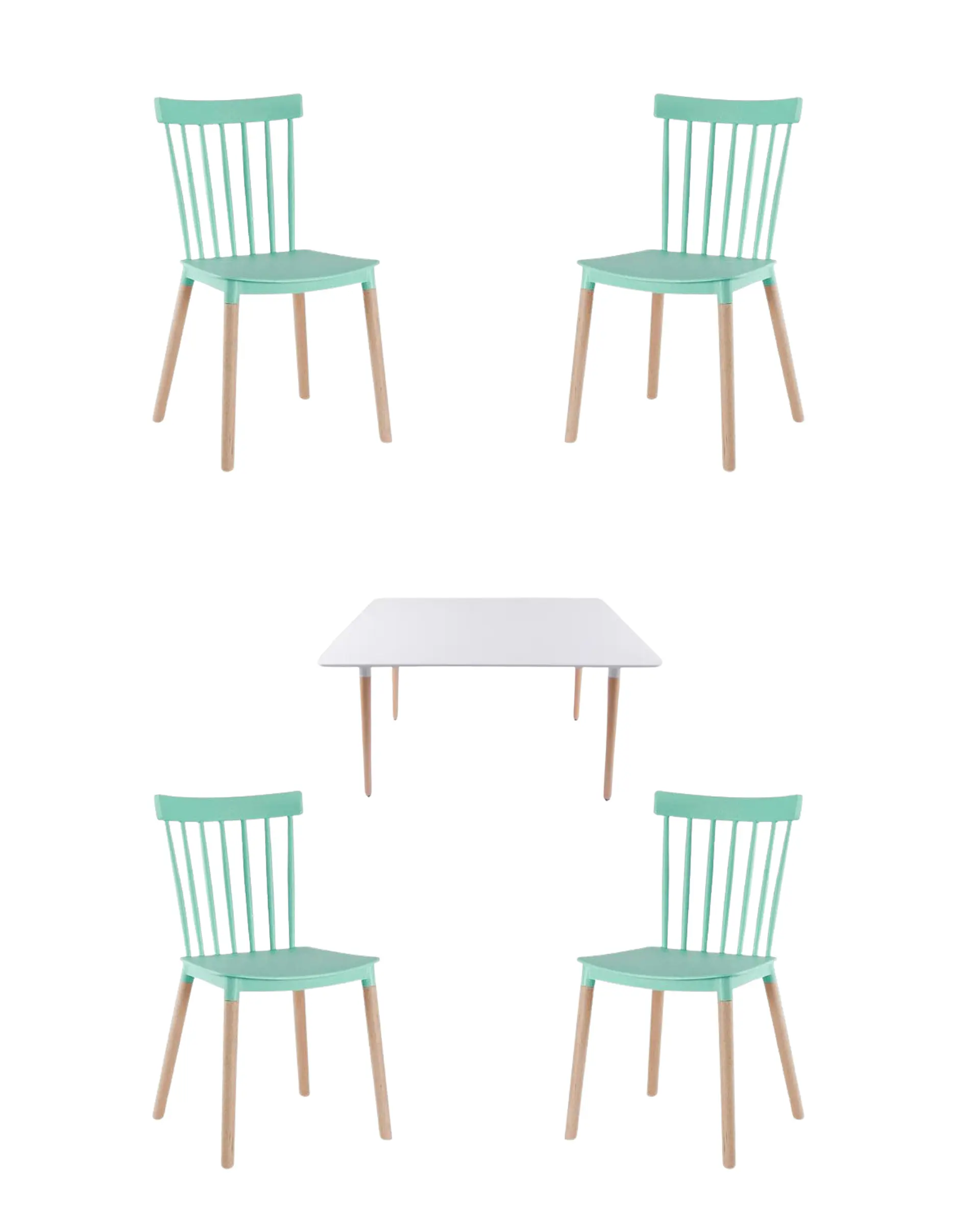 Comedor Rectangular Melamina con Sillas Windsor 3