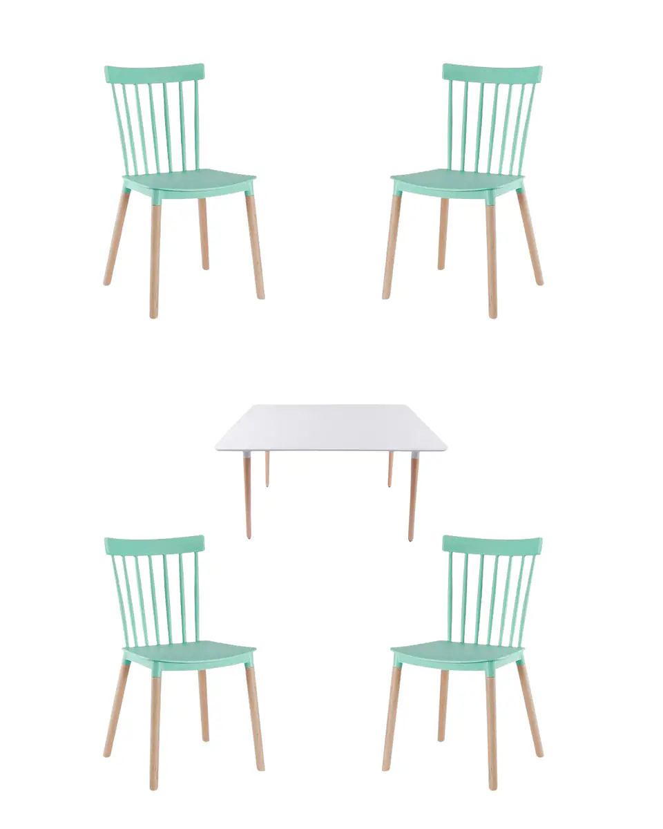 Comedor Rectangular Melamina con Sillas Windsor 3
