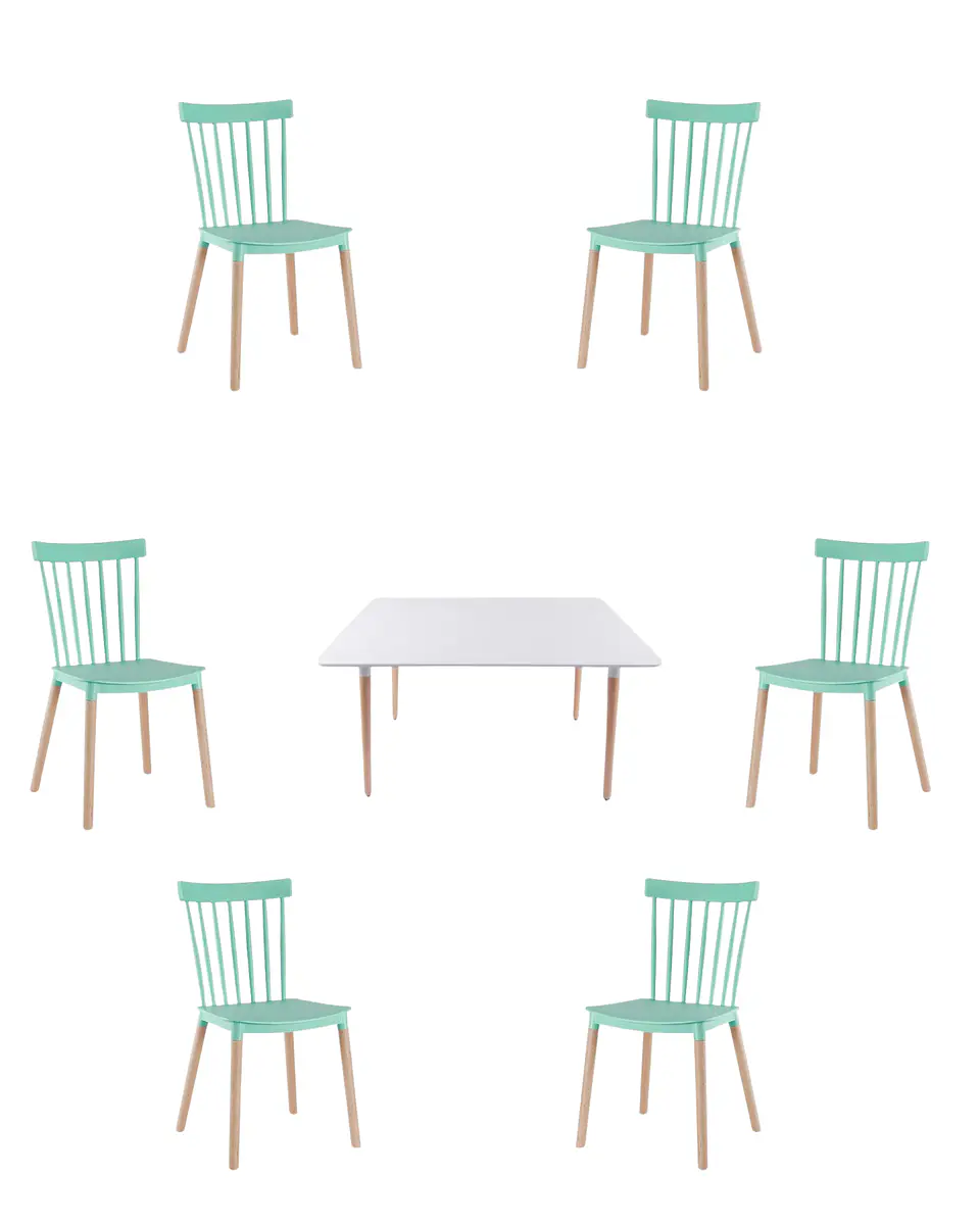 Comedor Rectangular Melamina con Sillas Windsor 4