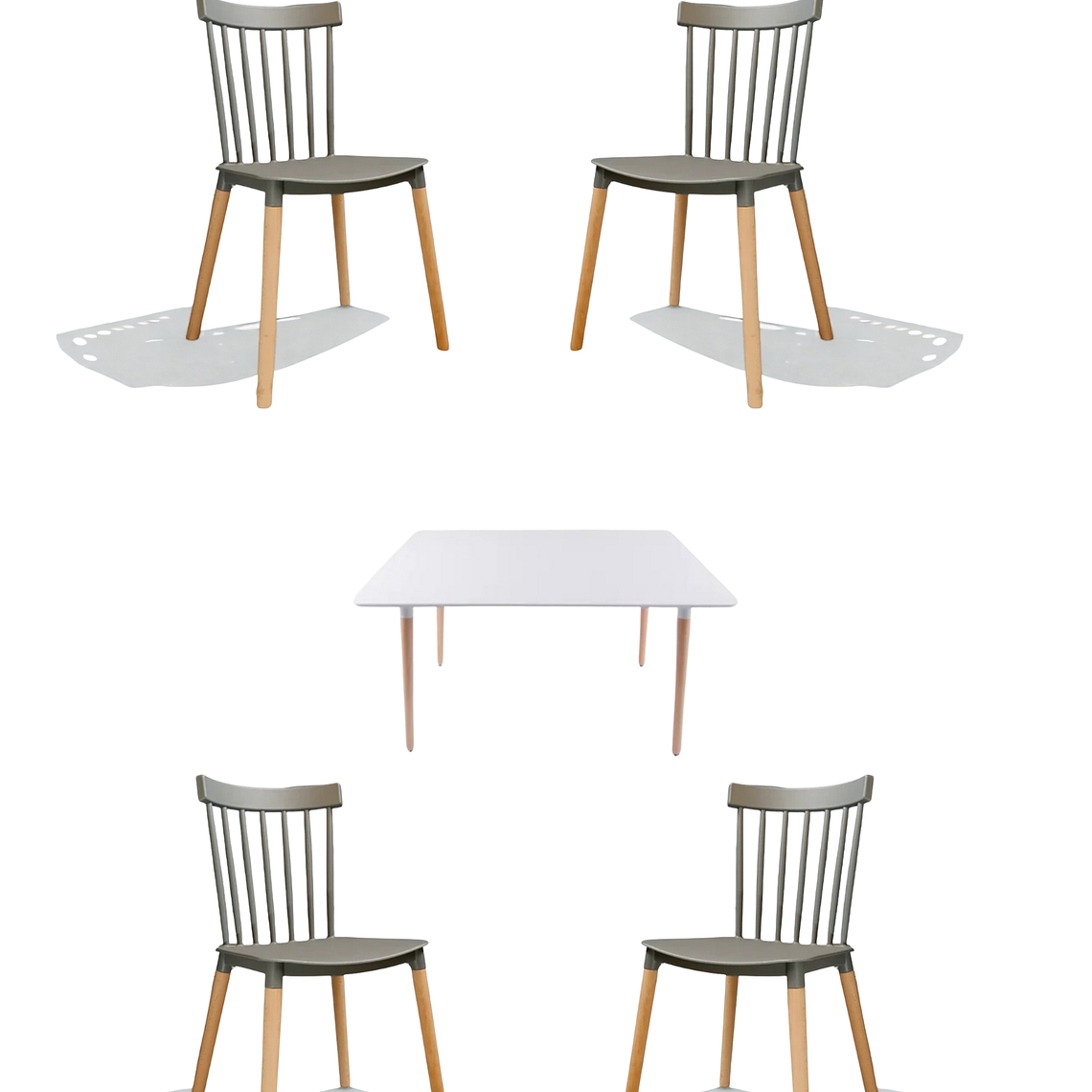 Comedor Mesa Rectangular Melamina 120x80 cm + Silla Windsor 5