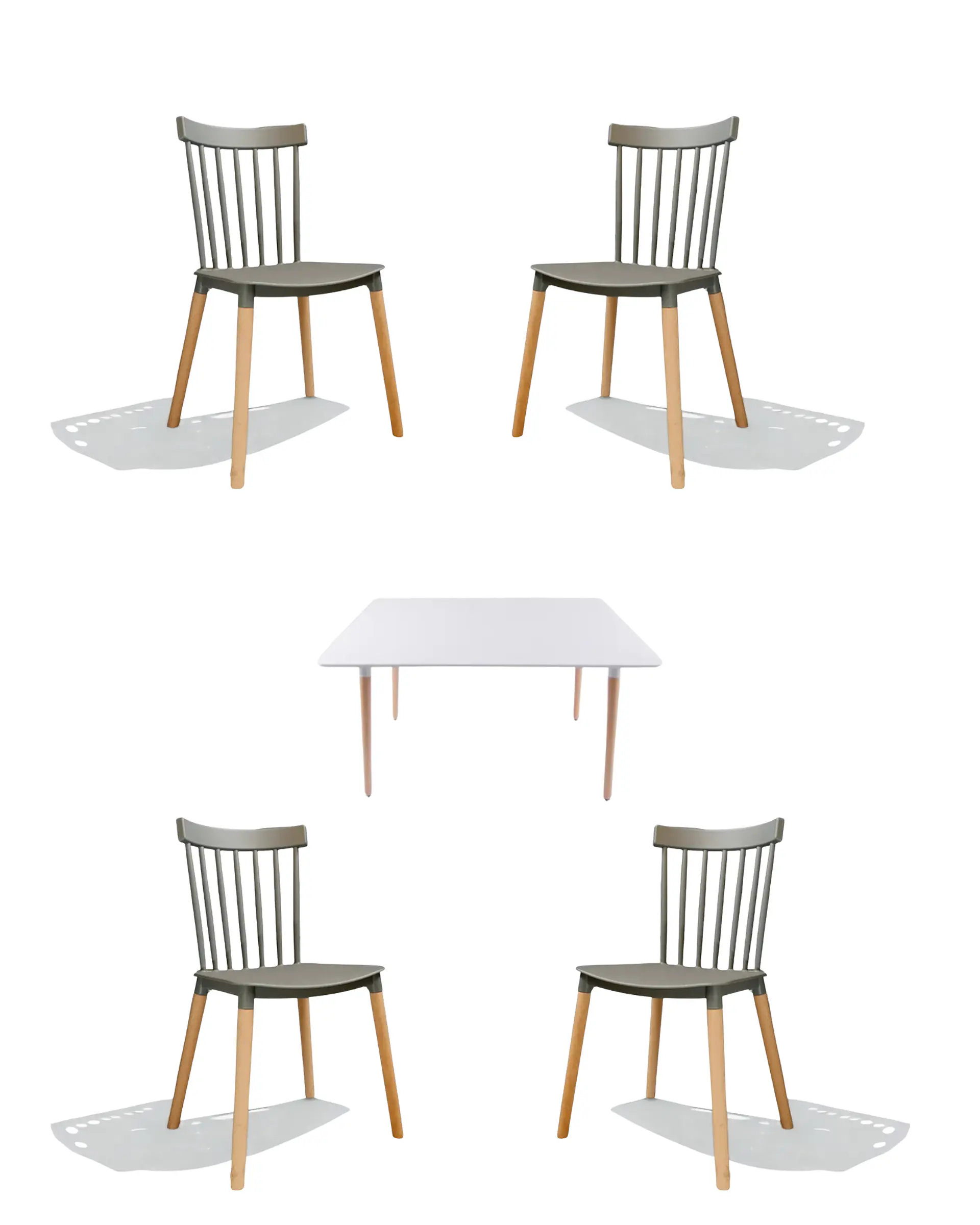 Comedor Rectangular Melamina con Sillas Windsor 5