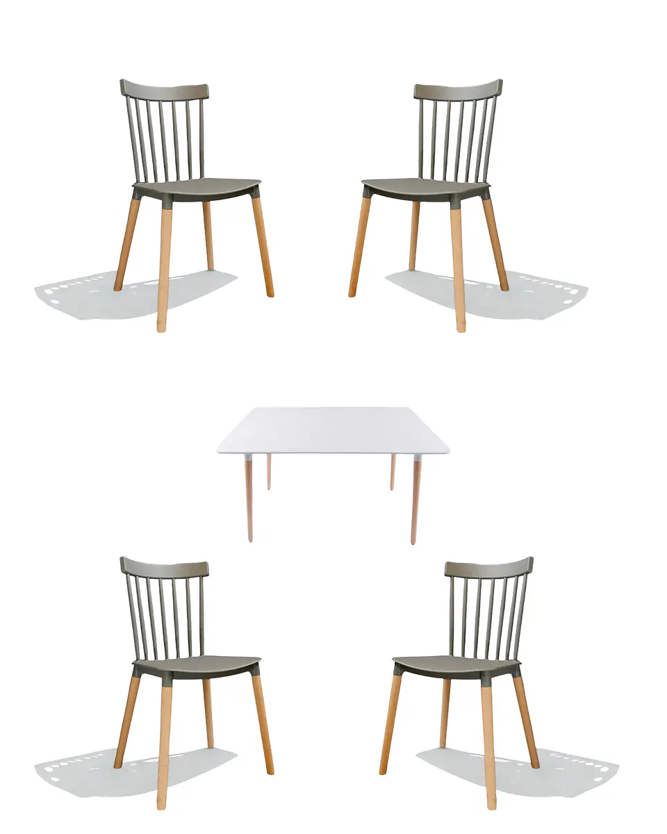 Comedor Rectangular Melamina con Sillas Windsor 5